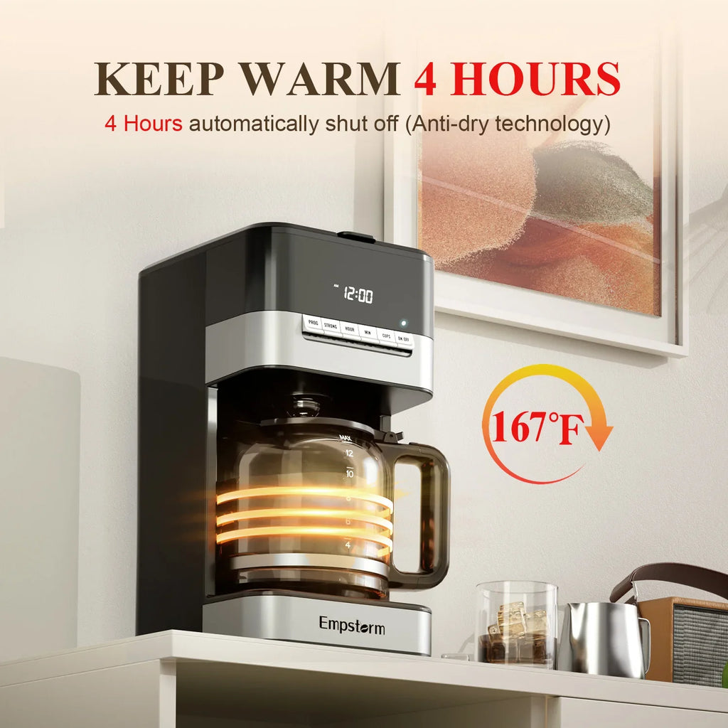 1.8L Visible Water Window Electric Drip Coffee Maker Semi-Auto for Office Use